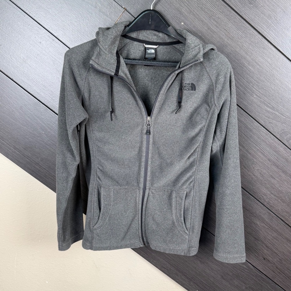 The North Face Women Small Gray Fleece Full Zip Hooded Jacket Outdoor Gorpcore